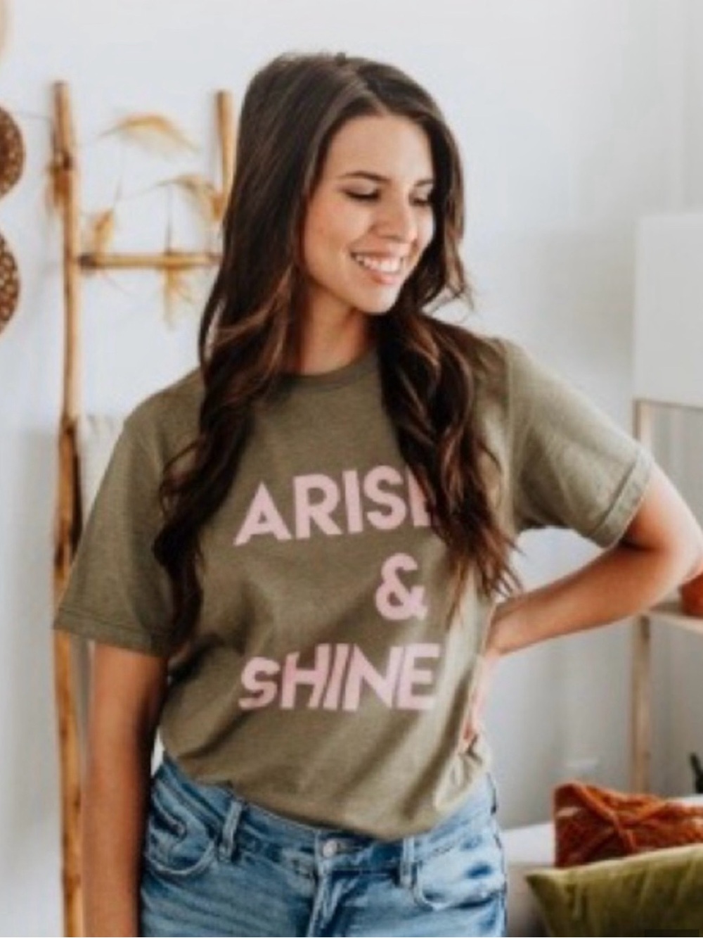 Brown Graphic Tee with White Print